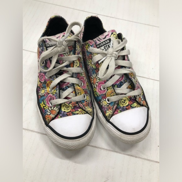 Converse Other - Youth converse all star low flowers roses bright colors girl shoes